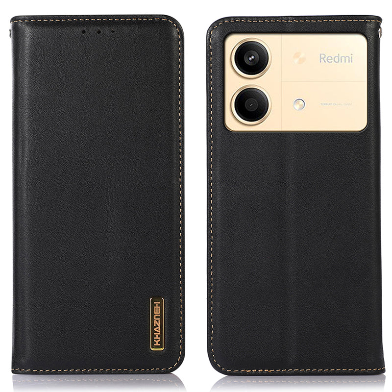 KHAZNEH For Xiaomi Redmi Note 13R Pro 5G Phone Case Genuine Cow Leather RFID Blocking - Black KHAZNEH For Xiaomi Redmi Note 13R Pro 5G Phone Case Genuine Cow Leather RFID Blocking - Black
